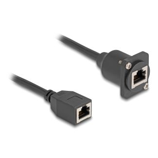 DeLOCK Cavo RJ45 di Tipo-D da femmina a femmina Cat.5e nero da 20 cm