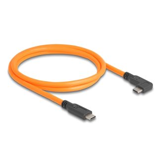 DeLOCK Cavo USB 5 Gbps da USB Type-C maschio per USB Type-C maschio con angolazione a 90° per riprese in tethering da 1 m arancione