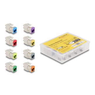 DeLOCK Keystone Modul RJ45 jack to LSA Cat.6A toolfree assorted colours set 8 pieces