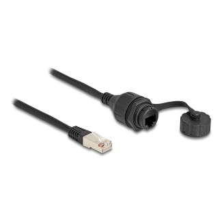 DeLOCK Cable RJ50 male to RJ50 female for built-in with sealing cap IP67 dust and waterproof 20 cm