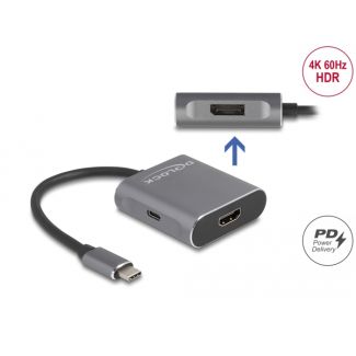 DeLOCK Splitter USB Type-C (modalità DP Alt) per 1 x HDMI + 1 x DisplayPort MST con USB Type-C PD