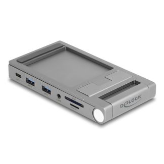 DeLOCK Docking station per tablet e portatile 4K con supporto integrato - HDMI / USB / Hub / SD / Micro SD / PD 3.0 - pieghevole