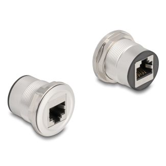 DeLOCK 88190 presa energia 2 x RJ-45 Nero, Argento