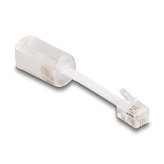 DeLOCK Cavo telefonico da RJ10 maschio per RJ10 femmina con cavo di collegamento da 30 mm trasparente / bianco