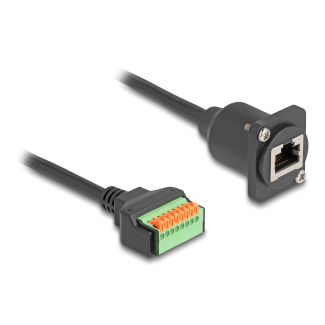 DeLOCK Cavo Tipo-D da RJ45 femmina per morsettiera con pulsante Cat.5e nero da 30 cm