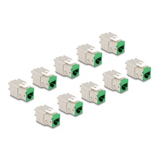 DeLOCK Modulo Keystone RJ45 femmina a LSA Cat.6A non richiede attrezzi verde set da 10 pezzi