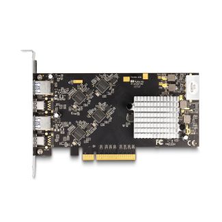 DeLOCK PCI Express x8 Card with 2 x USB 20 Gbps USB Type-C female and 2 x USB 10 Gbps Type-A female - Quad Channel