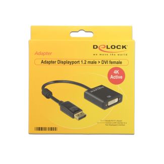 DeLOCK 62599 video cable adapter 0.2 m DisplayPort DVI-I Black