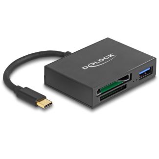 DeLOCK USB-C™ Card Reader for XQD and SD memory cards + USB 5 Gbps Type-A port