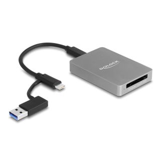 DeLOCK USB Type-C Card Reader in aluminium enclosure for CFexpress or XQD memory cards