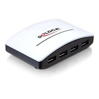 DeLOCK USB 3.0 External HUB 4 Port 5000 Mbit/s Black, White